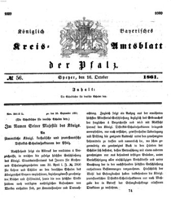 Königlich-bayerisches Kreis-Amtsblatt der Pfalz (Königlich bayerisches Amts- und Intelligenzblatt für die Pfalz) Mittwoch 16. Oktober 1861