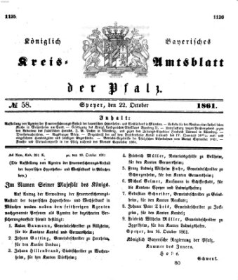 Königlich-bayerisches Kreis-Amtsblatt der Pfalz (Königlich bayerisches Amts- und Intelligenzblatt für die Pfalz) Dienstag 22. Oktober 1861