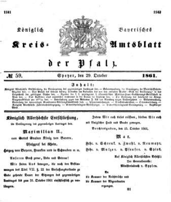 Königlich-bayerisches Kreis-Amtsblatt der Pfalz (Königlich bayerisches Amts- und Intelligenzblatt für die Pfalz) Dienstag 29. Oktober 1861