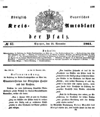 Königlich-bayerisches Kreis-Amtsblatt der Pfalz (Königlich bayerisches Amts- und Intelligenzblatt für die Pfalz) Montag 18. November 1861