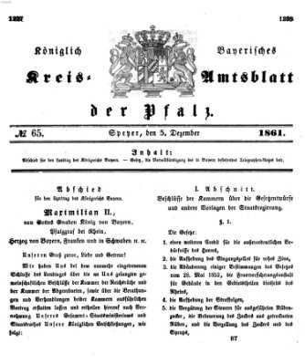 Königlich-bayerisches Kreis-Amtsblatt der Pfalz (Königlich bayerisches Amts- und Intelligenzblatt für die Pfalz) Donnerstag 5. Dezember 1861