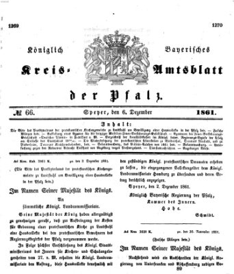 Königlich-bayerisches Kreis-Amtsblatt der Pfalz (Königlich bayerisches Amts- und Intelligenzblatt für die Pfalz) Freitag 6. Dezember 1861