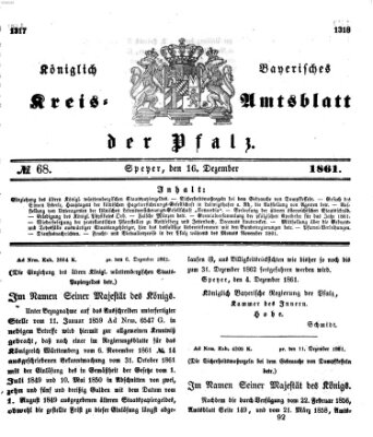 Königlich-bayerisches Kreis-Amtsblatt der Pfalz (Königlich bayerisches Amts- und Intelligenzblatt für die Pfalz) Montag 16. Dezember 1861