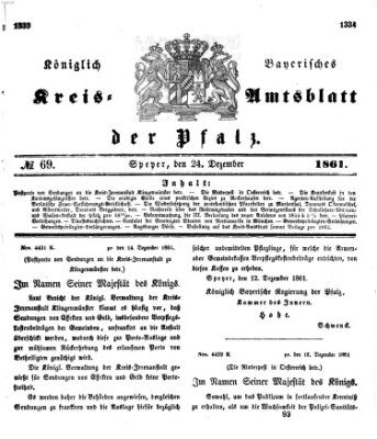 Königlich-bayerisches Kreis-Amtsblatt der Pfalz (Königlich bayerisches Amts- und Intelligenzblatt für die Pfalz) Dienstag 24. Dezember 1861