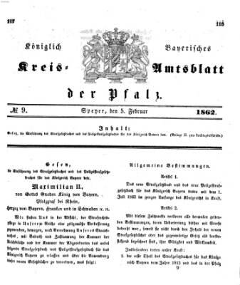 Königlich-bayerisches Kreis-Amtsblatt der Pfalz (Königlich bayerisches Amts- und Intelligenzblatt für die Pfalz) Mittwoch 5. Februar 1862