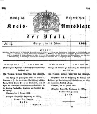 Königlich-bayerisches Kreis-Amtsblatt der Pfalz (Königlich bayerisches Amts- und Intelligenzblatt für die Pfalz) Freitag 14. Februar 1862