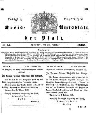 Königlich-bayerisches Kreis-Amtsblatt der Pfalz (Königlich bayerisches Amts- und Intelligenzblatt für die Pfalz) Dienstag 25. Februar 1862