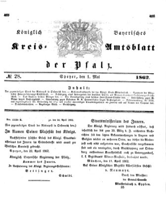 Königlich-bayerisches Kreis-Amtsblatt der Pfalz (Königlich bayerisches Amts- und Intelligenzblatt für die Pfalz) Donnerstag 1. Mai 1862