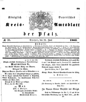 Königlich-bayerisches Kreis-Amtsblatt der Pfalz (Königlich bayerisches Amts- und Intelligenzblatt für die Pfalz) Samstag 21. Juni 1862