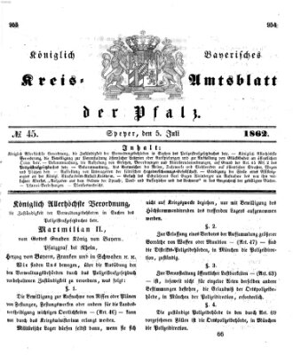 Königlich-bayerisches Kreis-Amtsblatt der Pfalz (Königlich bayerisches Amts- und Intelligenzblatt für die Pfalz) Samstag 5. Juli 1862