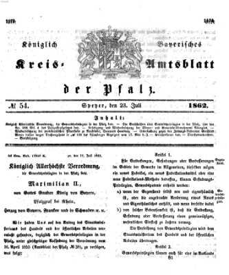 Königlich-bayerisches Kreis-Amtsblatt der Pfalz (Königlich bayerisches Amts- und Intelligenzblatt für die Pfalz) Mittwoch 23. Juli 1862