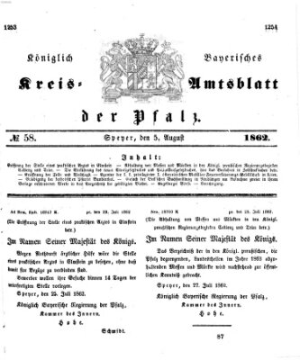 Königlich-bayerisches Kreis-Amtsblatt der Pfalz (Königlich bayerisches Amts- und Intelligenzblatt für die Pfalz) Dienstag 5. August 1862