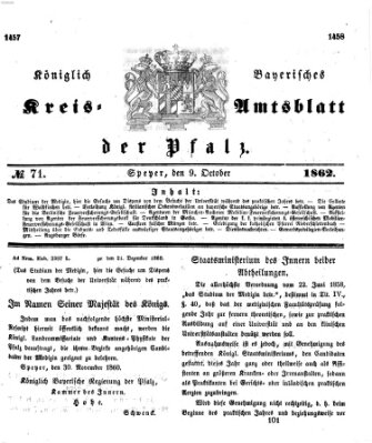 Königlich-bayerisches Kreis-Amtsblatt der Pfalz (Königlich bayerisches Amts- und Intelligenzblatt für die Pfalz) Donnerstag 9. Oktober 1862