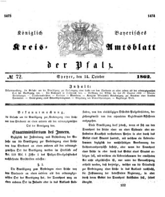 Königlich-bayerisches Kreis-Amtsblatt der Pfalz (Königlich bayerisches Amts- und Intelligenzblatt für die Pfalz) Dienstag 14. Oktober 1862