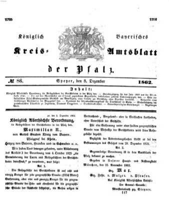 Königlich-bayerisches Kreis-Amtsblatt der Pfalz (Königlich bayerisches Amts- und Intelligenzblatt für die Pfalz) Montag 8. Dezember 1862