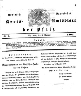 Königlich-bayerisches Kreis-Amtsblatt der Pfalz (Königlich bayerisches Amts- und Intelligenzblatt für die Pfalz) Freitag 6. Januar 1865