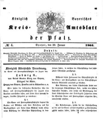 Königlich-bayerisches Kreis-Amtsblatt der Pfalz (Königlich bayerisches Amts- und Intelligenzblatt für die Pfalz) Freitag 20. Januar 1865