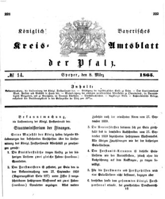 Königlich-bayerisches Kreis-Amtsblatt der Pfalz (Königlich bayerisches Amts- und Intelligenzblatt für die Pfalz) Mittwoch 8. März 1865