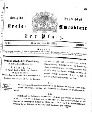 Königlich-bayerisches Kreis-Amtsblatt der Pfalz (Königlich bayerisches Amts- und Intelligenzblatt für die Pfalz) Dienstag 14. März 1865