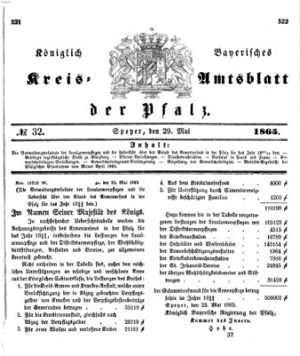 Königlich-bayerisches Kreis-Amtsblatt der Pfalz (Königlich bayerisches Amts- und Intelligenzblatt für die Pfalz) Montag 29. Mai 1865