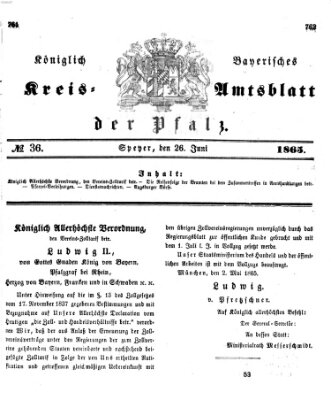 Königlich-bayerisches Kreis-Amtsblatt der Pfalz (Königlich bayerisches Amts- und Intelligenzblatt für die Pfalz) Montag 26. Juni 1865