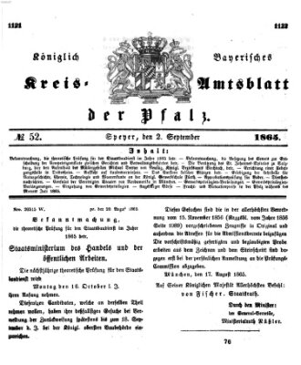 Königlich-bayerisches Kreis-Amtsblatt der Pfalz (Königlich bayerisches Amts- und Intelligenzblatt für die Pfalz) Samstag 2. September 1865