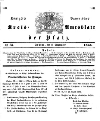 Königlich-bayerisches Kreis-Amtsblatt der Pfalz (Königlich bayerisches Amts- und Intelligenzblatt für die Pfalz) Freitag 8. September 1865