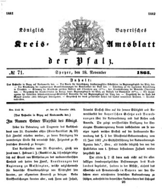 Königlich-bayerisches Kreis-Amtsblatt der Pfalz (Königlich bayerisches Amts- und Intelligenzblatt für die Pfalz) Samstag 18. November 1865