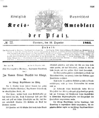 Königlich-bayerisches Kreis-Amtsblatt der Pfalz (Königlich bayerisches Amts- und Intelligenzblatt für die Pfalz) Samstag 16. Dezember 1865