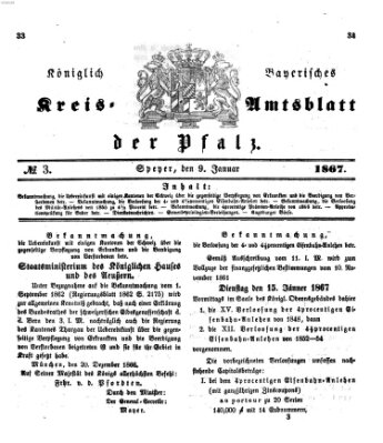 Königlich-bayerisches Kreis-Amtsblatt der Pfalz (Königlich bayerisches Amts- und Intelligenzblatt für die Pfalz) Mittwoch 9. Januar 1867