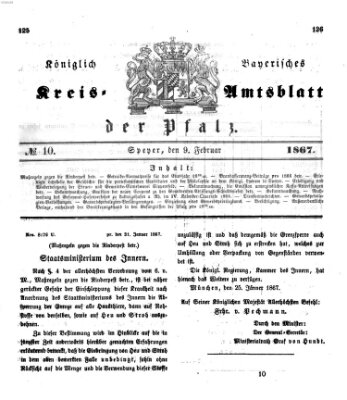 Königlich-bayerisches Kreis-Amtsblatt der Pfalz (Königlich bayerisches Amts- und Intelligenzblatt für die Pfalz) Samstag 9. Februar 1867