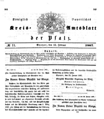 Königlich-bayerisches Kreis-Amtsblatt der Pfalz (Königlich bayerisches Amts- und Intelligenzblatt für die Pfalz) Dienstag 12. Februar 1867