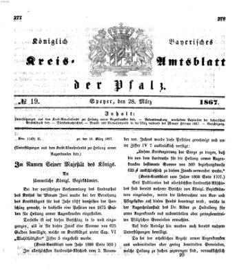 Königlich-bayerisches Kreis-Amtsblatt der Pfalz (Königlich bayerisches Amts- und Intelligenzblatt für die Pfalz) Donnerstag 28. März 1867