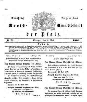 Königlich-bayerisches Kreis-Amtsblatt der Pfalz (Königlich bayerisches Amts- und Intelligenzblatt für die Pfalz) Samstag 4. Mai 1867