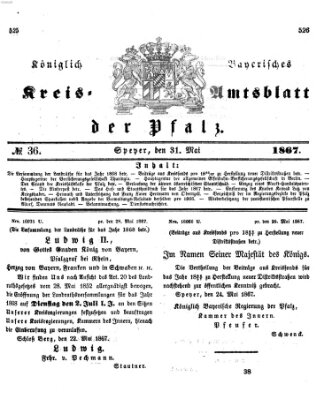 Königlich-bayerisches Kreis-Amtsblatt der Pfalz (Königlich bayerisches Amts- und Intelligenzblatt für die Pfalz) Freitag 31. Mai 1867