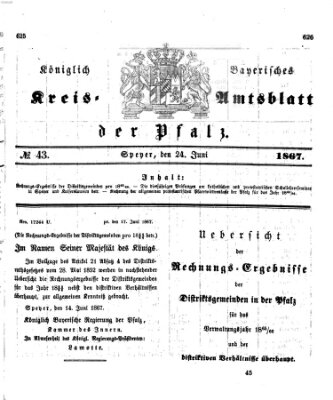 Königlich-bayerisches Kreis-Amtsblatt der Pfalz (Königlich bayerisches Amts- und Intelligenzblatt für die Pfalz) Montag 24. Juni 1867