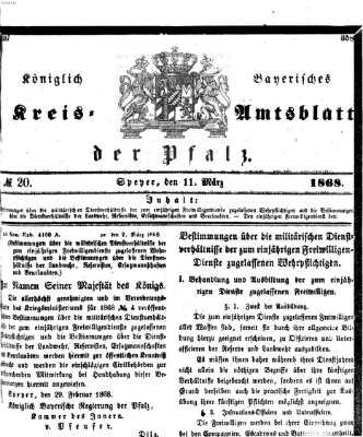 Königlich-bayerisches Kreis-Amtsblatt der Pfalz (Königlich bayerisches Amts- und Intelligenzblatt für die Pfalz) Mittwoch 11. März 1868