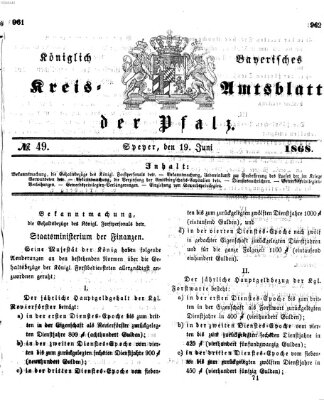 Königlich-bayerisches Kreis-Amtsblatt der Pfalz (Königlich bayerisches Amts- und Intelligenzblatt für die Pfalz) Freitag 19. Juni 1868