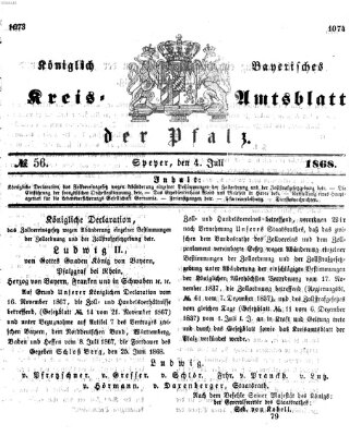 Königlich-bayerisches Kreis-Amtsblatt der Pfalz (Königlich bayerisches Amts- und Intelligenzblatt für die Pfalz) Samstag 4. Juli 1868