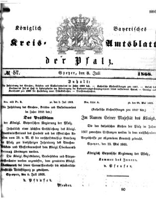 Königlich-bayerisches Kreis-Amtsblatt der Pfalz (Königlich bayerisches Amts- und Intelligenzblatt für die Pfalz) Mittwoch 8. Juli 1868