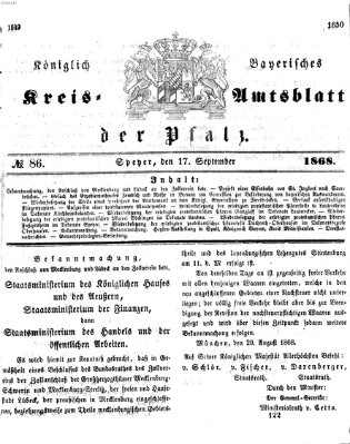 Königlich-bayerisches Kreis-Amtsblatt der Pfalz (Königlich bayerisches Amts- und Intelligenzblatt für die Pfalz) Donnerstag 17. September 1868