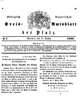 Königlich-bayerisches Kreis-Amtsblatt der Pfalz (Königlich bayerisches Amts- und Intelligenzblatt für die Pfalz) Montag 11. Januar 1869