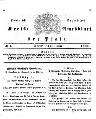 Königlich-bayerisches Kreis-Amtsblatt der Pfalz (Königlich bayerisches Amts- und Intelligenzblatt für die Pfalz) Donnerstag 14. Januar 1869