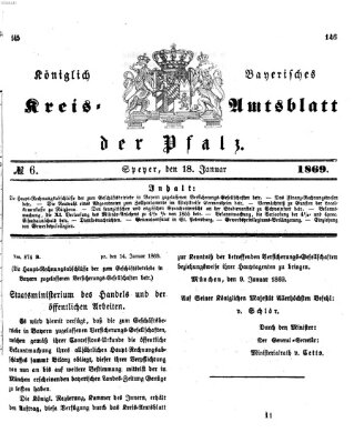 Königlich-bayerisches Kreis-Amtsblatt der Pfalz (Königlich bayerisches Amts- und Intelligenzblatt für die Pfalz) Montag 18. Januar 1869