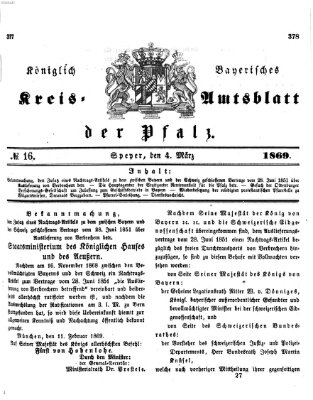 Königlich-bayerisches Kreis-Amtsblatt der Pfalz (Königlich bayerisches Amts- und Intelligenzblatt für die Pfalz) Donnerstag 4. März 1869