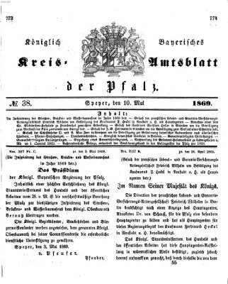 Königlich-bayerisches Kreis-Amtsblatt der Pfalz (Königlich bayerisches Amts- und Intelligenzblatt für die Pfalz) Montag 10. Mai 1869