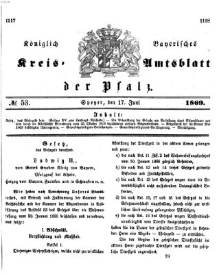 Königlich-bayerisches Kreis-Amtsblatt der Pfalz (Königlich bayerisches Amts- und Intelligenzblatt für die Pfalz) Donnerstag 17. Juni 1869