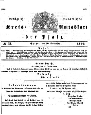 Königlich-bayerisches Kreis-Amtsblatt der Pfalz (Königlich bayerisches Amts- und Intelligenzblatt für die Pfalz) Mittwoch 10. November 1869