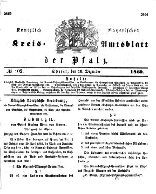 Königlich-bayerisches Kreis-Amtsblatt der Pfalz (Königlich bayerisches Amts- und Intelligenzblatt für die Pfalz) Freitag 10. Dezember 1869