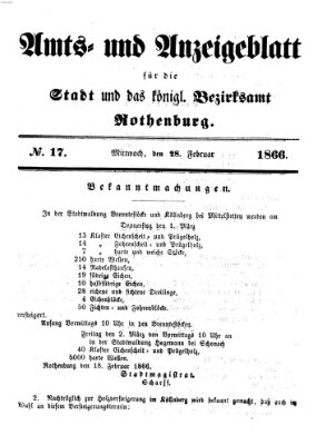 Amts- und Anzeigenblatt für die Stadt und das Königl. Bezirksamt Rothenburg Mittwoch 28. Februar 1866